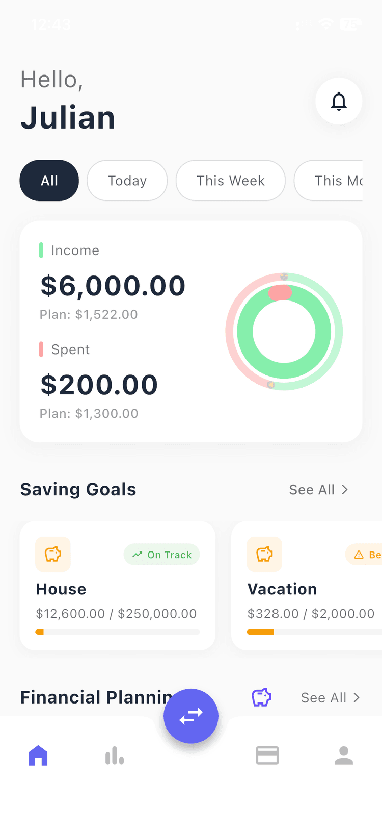 Home Screen Dashboard